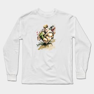 Guille from Street Fighter Watercolor Design - Original Artwork Long Sleeve T-Shirt